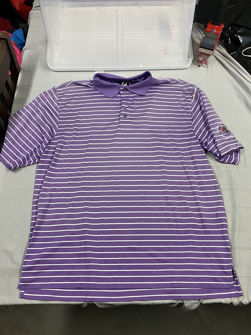 FJ FootJoy Polo Shirt Mens XL Purple Santa Clause IN Short Sleeve Golf